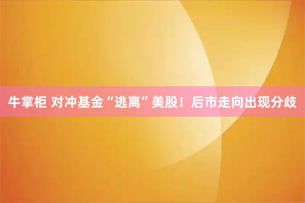 牛掌柜 对冲基金“逃离”美股！后市走向出现分歧